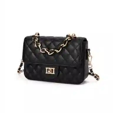 红蜻蜓 百搭小香风菱格链条高级感简约通勤实用 牛皮 斜挎包 常规 女款 米白色/黑色