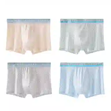 贴身领域 男士夏季薄款时尚条纹冰丝短裤平角裤内裤 男款