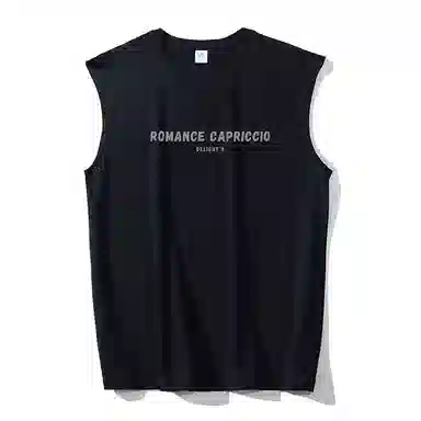 乱步 重磅纯棉简约字母印花休闲宽松潮流夏季无袖背心 男女同款