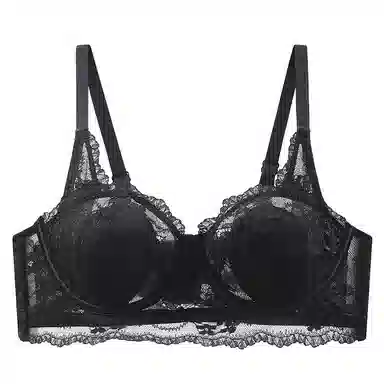 欧迪芬 冰丝轻薄透气亲肤蕾丝全包裹大胸显小兔耳杯不凸点上托聚拢防下垂收副乳文胸 女款