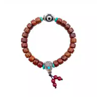 耳玺 藏式牛骨西藏民族风牦牛骨朱砂桶珠做旧骨质文玩配饰小众个性创意设计古风考公考研上岸转运珠#好运 菩提根 手串 男女同款情侣款