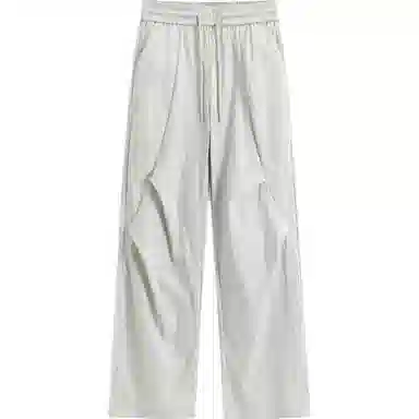 零氏 美式潮流时尚宽松舒适垂坠直筒褶皱凉感冰丝百搭裤美式运动阔腿休闲裤 男女同款