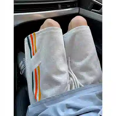 松岚 美式复古潮牌三条杠直筒学生通勤户外潮流时尚宽松透气百搭通勤运动五分篮球裤休闲短裤 男女同款