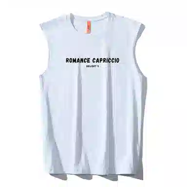 乱步 重磅纯棉简约字母印花休闲宽松潮流夏季无袖背心 男女同款