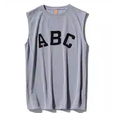 乱步 螺纹字母纯色无袖背心 男女同款