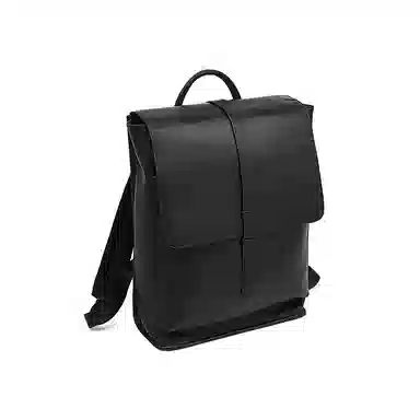 老人头 潮流休闲通勤大容量上课上班早八背包 头层牛皮 双肩包 男款 黑色