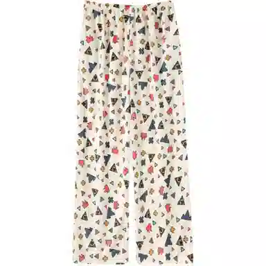 宫蝶 可爱卡通薄款中腰长裤休闲裤 女款