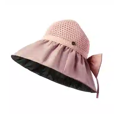 稻草人 黑胶大檐 户外遮阳防紫外线 简约百搭韩版 聚酯纤维 防晒帽 女款