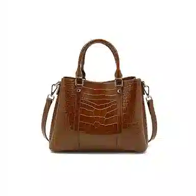 时尚经典 老人头 百搭休闲通勤鳄鱼纹气质妈妈包 头层牛皮 单肩手提包 女款 多色