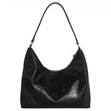 木川卡 腋下包韩系复古托特包 超纤皮 手提单肩包 男女同款情侣款 黑色