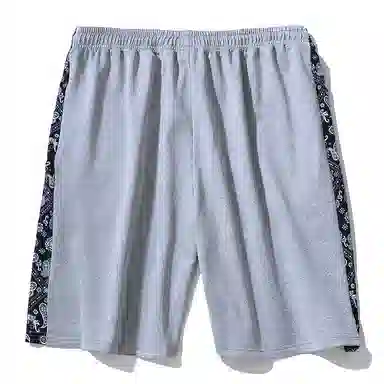 乱步 学生腰果花阔腿五分裤外穿宽松直筒中裤子休闲短裤 男女同款