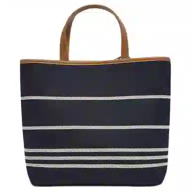 百思图 百搭设计感时尚通勤手提包单肩 合成革织物 斜挎包  女款 浅蓝/棕  深蓝/棕