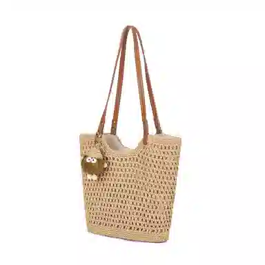 卓诗尼 百搭编织包 织物 托特包单肩包 女款 米白色/咖啡色