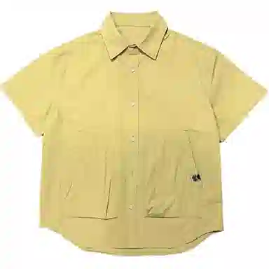 【dme】 山系户外立体大口袋工装宽松休闲纯色翻领百搭上衣短袖衬衫 男女同款