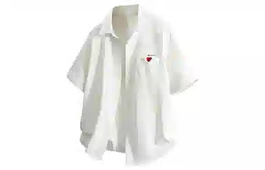 王者荣耀 标语款 美式高街刺绣爱心字母潮宽松舒适高街痞帅高级感休闲百搭打底短袖衬衫 男女同款