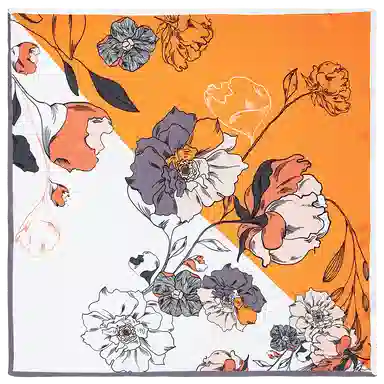 上海故事 加大真丝大方巾 桑蚕丝 丝巾 女款 温婉花意