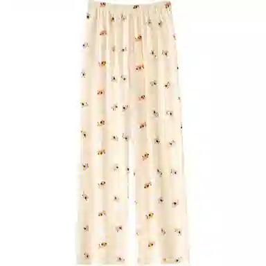 宫蝶 可爱卡通薄款中腰长裤休闲裤 女款