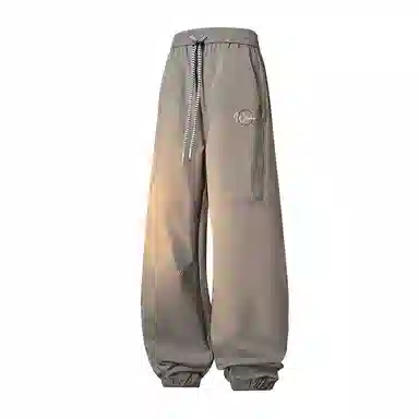 兰缪 美式复古日系简约高街风潮流基础日常通勤山系户外运动宽松清爽透气柔软百搭亲肤长裤束脚纯色直筒垂感系带休闲裤 男女同款