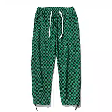 乱步 潮牌棋盘格抽绳束脚卫裤休闲裤 男女同款