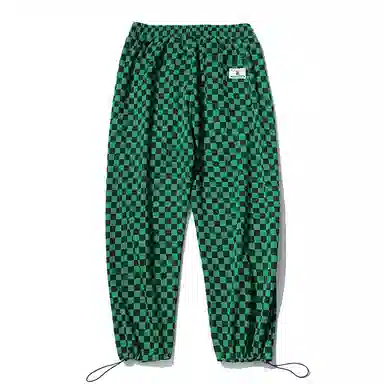 乱步 潮牌棋盘格抽绳束脚卫裤休闲裤 男女同款