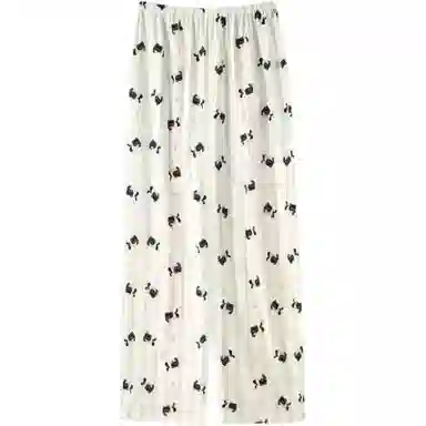 宫蝶 可爱卡通薄款中腰长裤休闲裤 女款