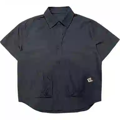 【dme】 山系户外立体大口袋工装宽松休闲纯色翻领百搭上衣短袖衬衫 男女同款