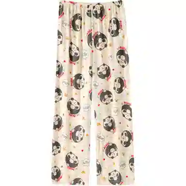 宫蝶 可爱卡通薄款中腰长裤休闲裤 女款