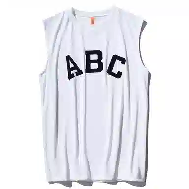 乱步 螺纹字母纯色无袖背心 男女同款