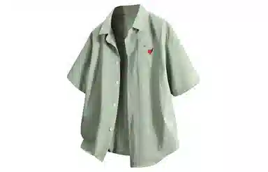 王者荣耀 标语款 美式高街刺绣爱心字母潮宽松舒适高街痞帅高级感休闲百搭打底短袖衬衫 男女同款