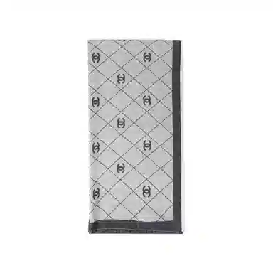 CHANEL 25P Colorblock Scarf Gray