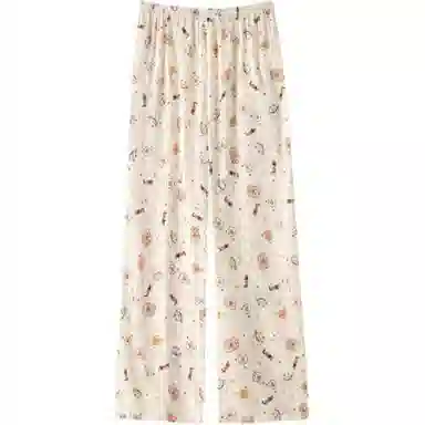 宫蝶 可爱卡通薄款中腰长裤休闲裤 女款