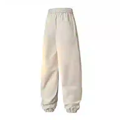 兰缪 美式复古日系简约高街风潮流基础日常通勤山系户外运动宽松清爽透气柔软百搭亲肤长裤束脚纯色直筒垂感系带休闲裤 男女同款