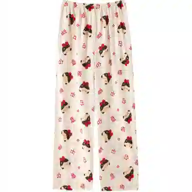 宫蝶 可爱卡通薄款中腰长裤休闲裤 女款