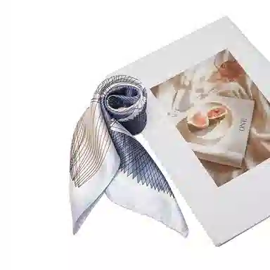 纳兰杜 线条装饰百搭高级感时尚外搭小众设计 桑蚕丝 丝巾 女款