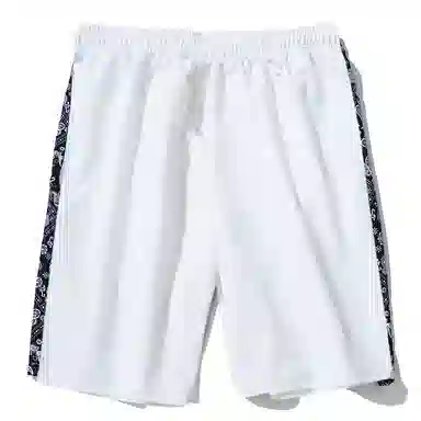 乱步 学生腰果花阔腿五分裤外穿宽松直筒中裤子休闲短裤 男女同款