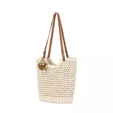 卓诗尼 百搭编织包 织物 托特包单肩包 女款 米白色/咖啡色