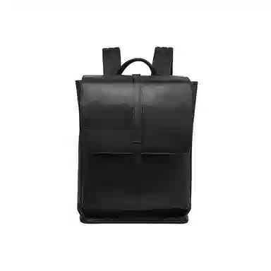 老人头 潮流休闲通勤大容量上课上班早八背包 头层牛皮 双肩包 男款 黑色