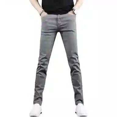 吉肯蒂 修身小脚百搭通勤潮流设计感牛仔裤 男款