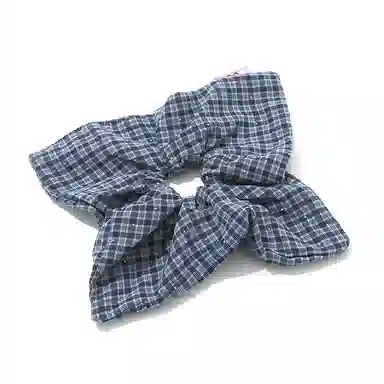 如花梦 藏青色格子方巾大肠发圈韩系高级感大号低马尾 布艺 头绳 女款