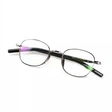 【可配度数】 青雉作 日式精英金丝边设计师小方框高级眼镜超轻近视镜框一体鼻托 纯钛 长方形 光学镜架 男女同款情侣款 古金 古银 日本金