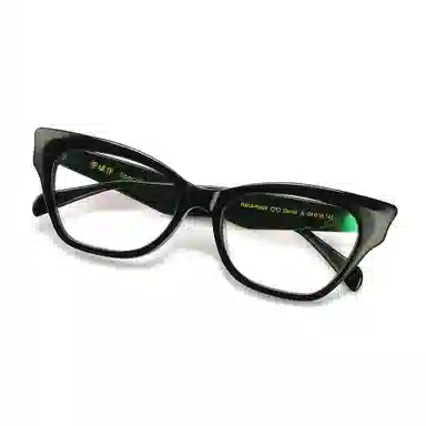 青雉作 欧美大框倒梯形复古素颜 板材镜架 蝶形 光学眼镜 女款 黑色