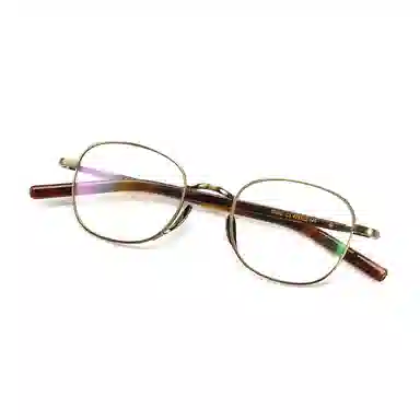 【可配度数】 青雉作 日式精英金丝边设计师小方框高级眼镜超轻近视镜框一体鼻托 纯钛 长方形 光学镜架 男女同款情侣款 古金 古银 日本金