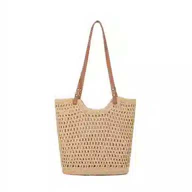 卓诗尼 百搭编织包 织物 托特包单肩包 女款 米白色/咖啡色