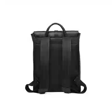 老人头 潮流休闲通勤大容量上课上班早八背包 头层牛皮 双肩包 男款 黑色