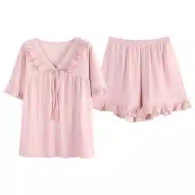 棉购 短袖甜美可爱家居服可外穿透气休闲睡衣套装 女款