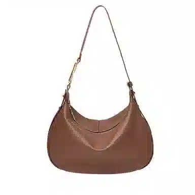 纳兰杜 韩系时尚百搭高级感大容量纯色软皮腋下通勤 头层牛皮拼合成革 饺子包月牙包单肩包 女款 大象灰/咖色