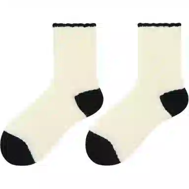 北极绒 花边镂空条纹运动中筒袜 女款