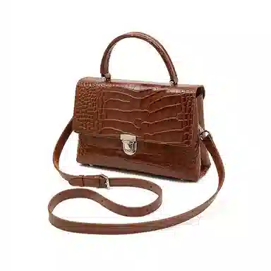 老人头 大气高级感鳄鱼纹小众设计感简约凯莉包 牛皮革 单肩斜挎手提包 常规 女款 黑色/红色/棕色