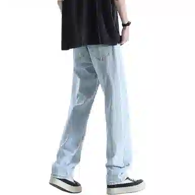 布客行 微喇弯刀美式高街风纯色做旧水洗显高显瘦潮流窄版裤牛仔裤 男女同款