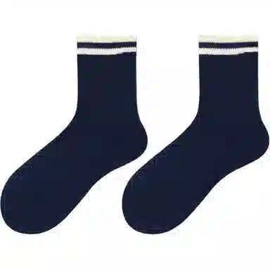 北极绒 花边镂空条纹运动中筒袜 女款